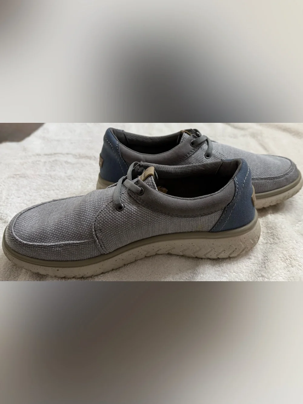 Clarks Men’s Gray-Blue Canvas Slip-On Casual Shoes